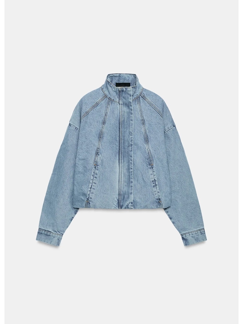 Zara Z1975 HIGH NECK DENIM BOMBER JACKET - Picture 2 of 11